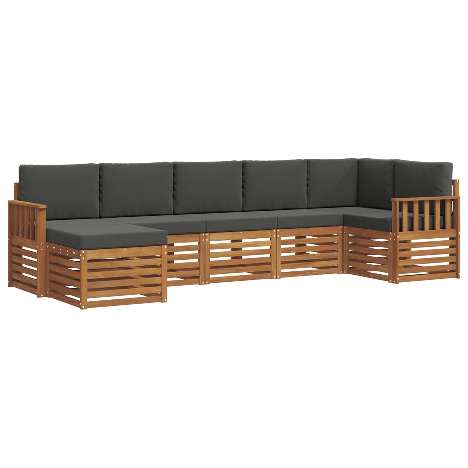 Ecksofa Set 7 pcs Natur und Anthrazit Massivholz Akazie