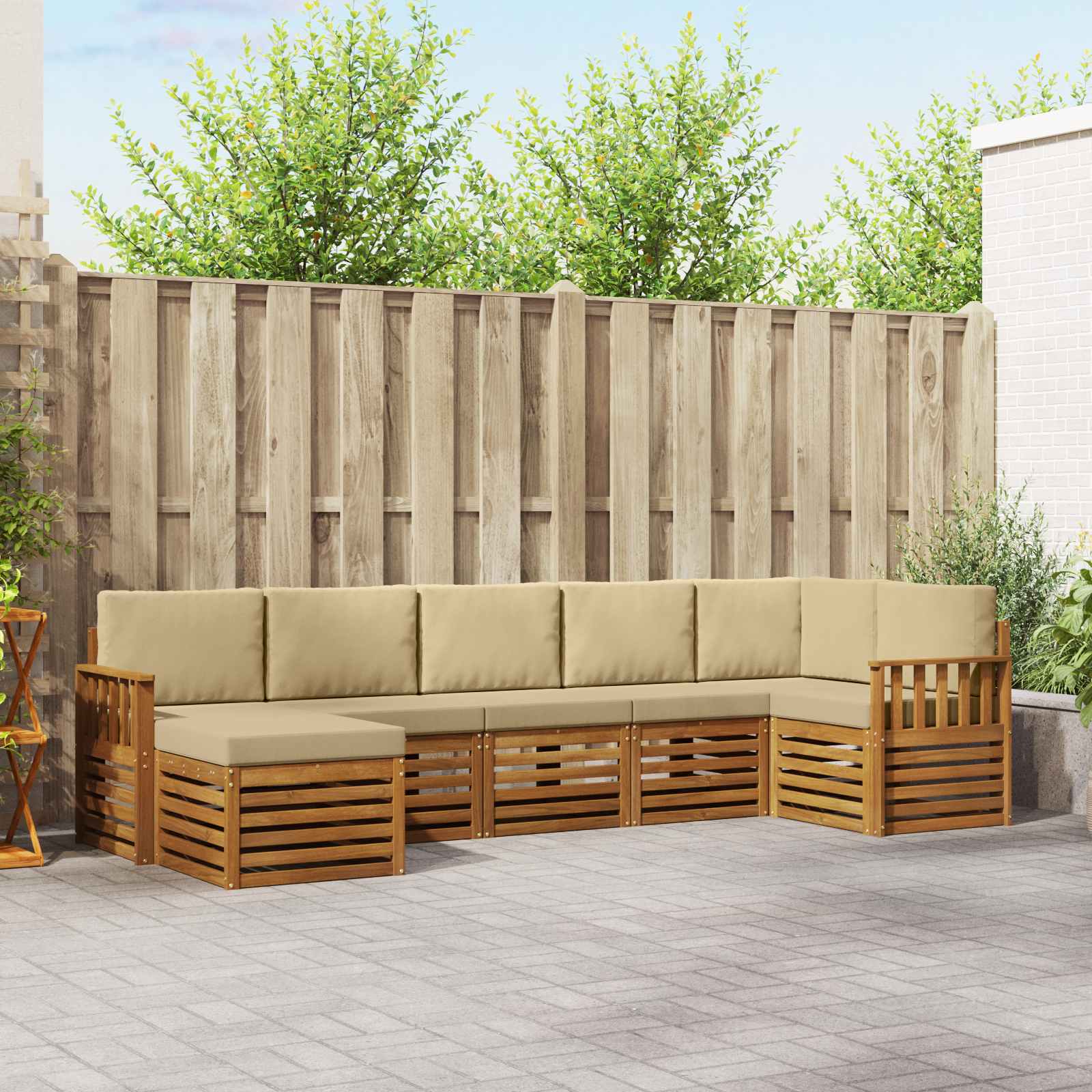 Ecksofa Set mit Kissen 7 pcs Natur und Beige