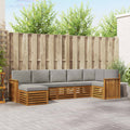 Ecksofa Set 7 pcs Natürlich und Hellgrau Massivholz Akazie