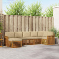 Ecksofa Set mit Kissen 7 pcs Natur und Beige Massivholz Akazie