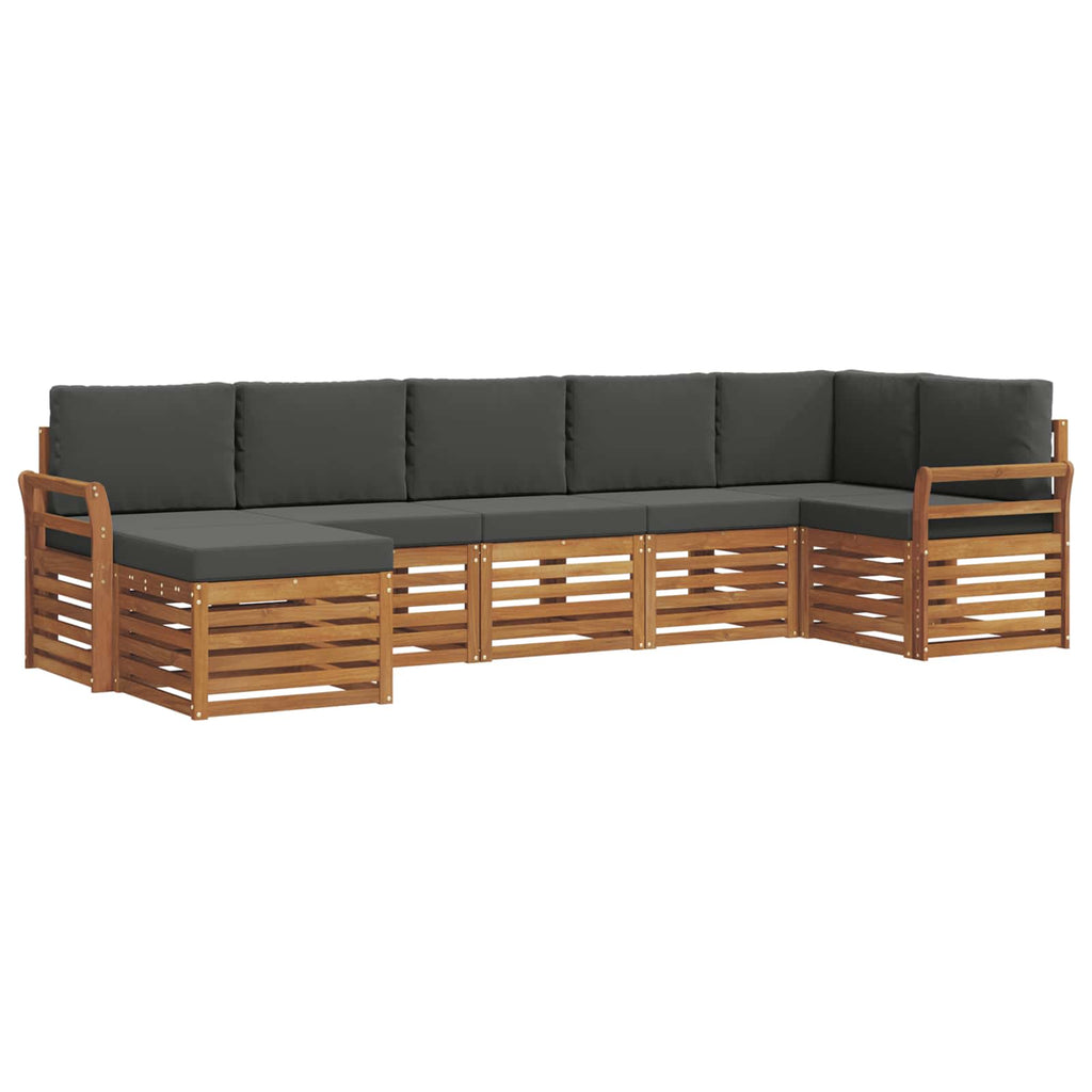 Ecksofa Set 7 pcs Natur und Anthrazit Massivholz Akazie