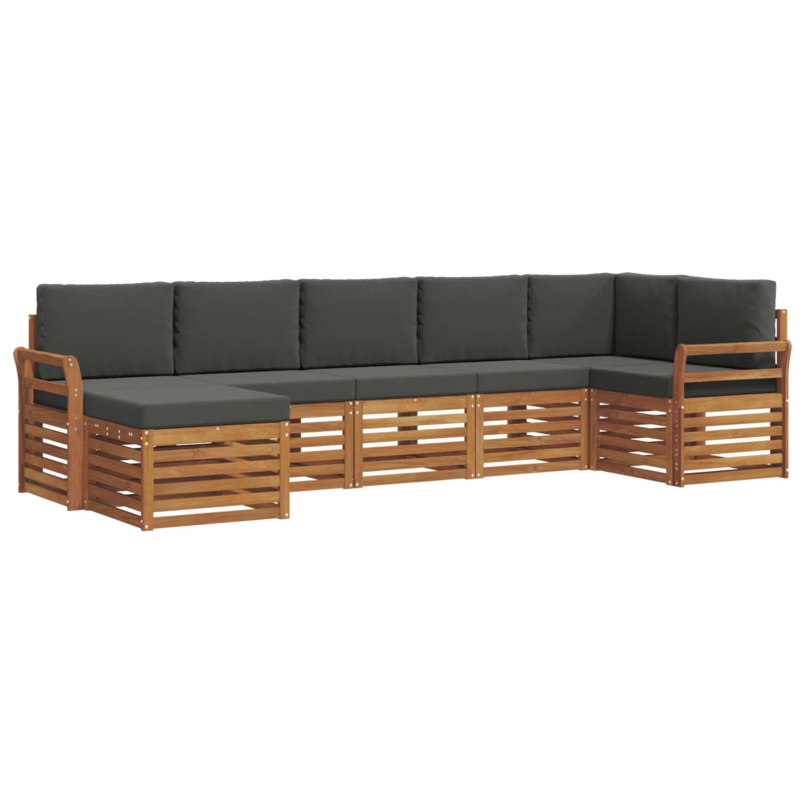Ecksofa Set 7 pcs Natur und Anthrazit Massivholz Akazie