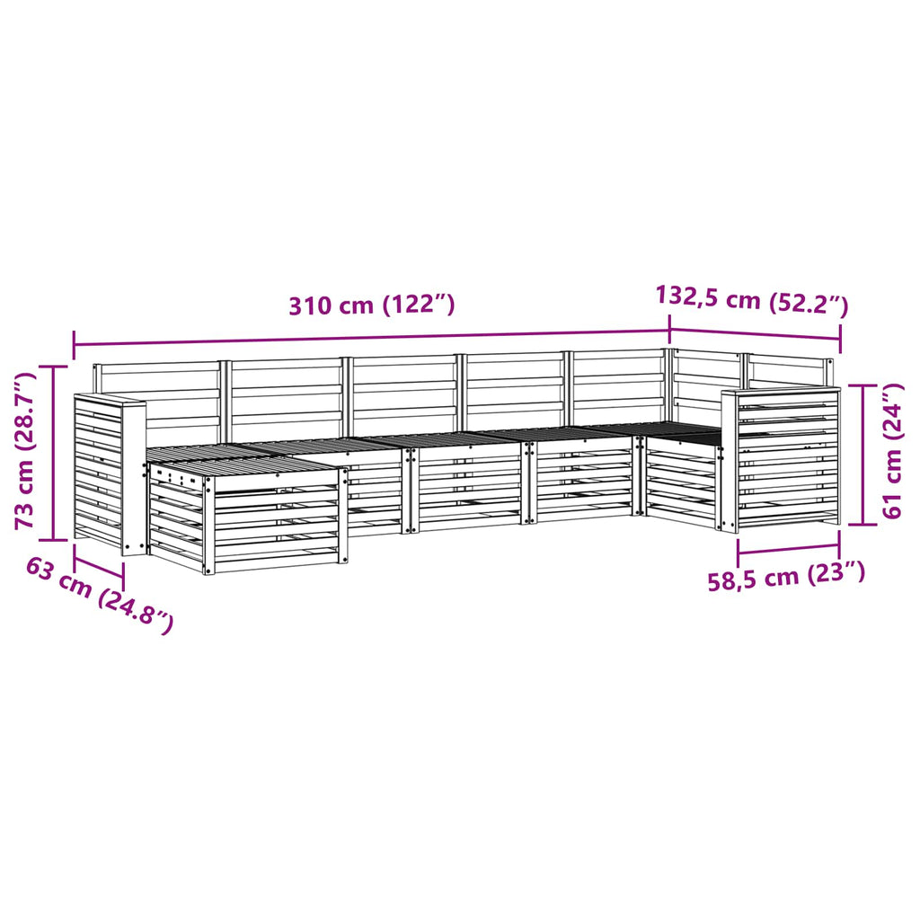 Ecksofa Set 7 pcs Natur Massivholz Akazie