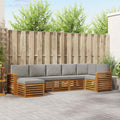 Ecksofa Set 7 pcs Natürlich und Hellgrau Massivholz Akazie
