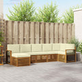 Ecksofa Set mit Kissen 7 pcs Natur und Creme Massivholz Akazie