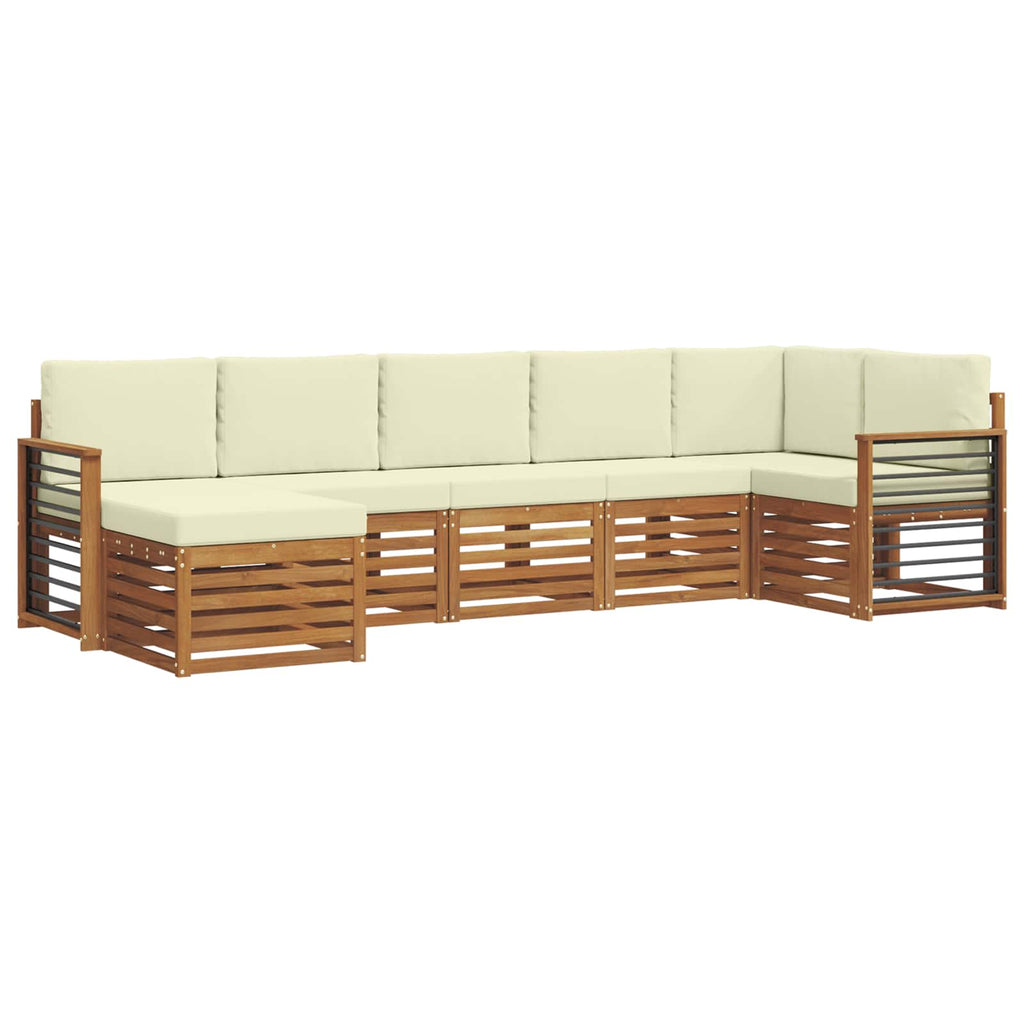 Ecksofa Set mit Kissen 7 pcs Natur und Creme Massivholz Akazie