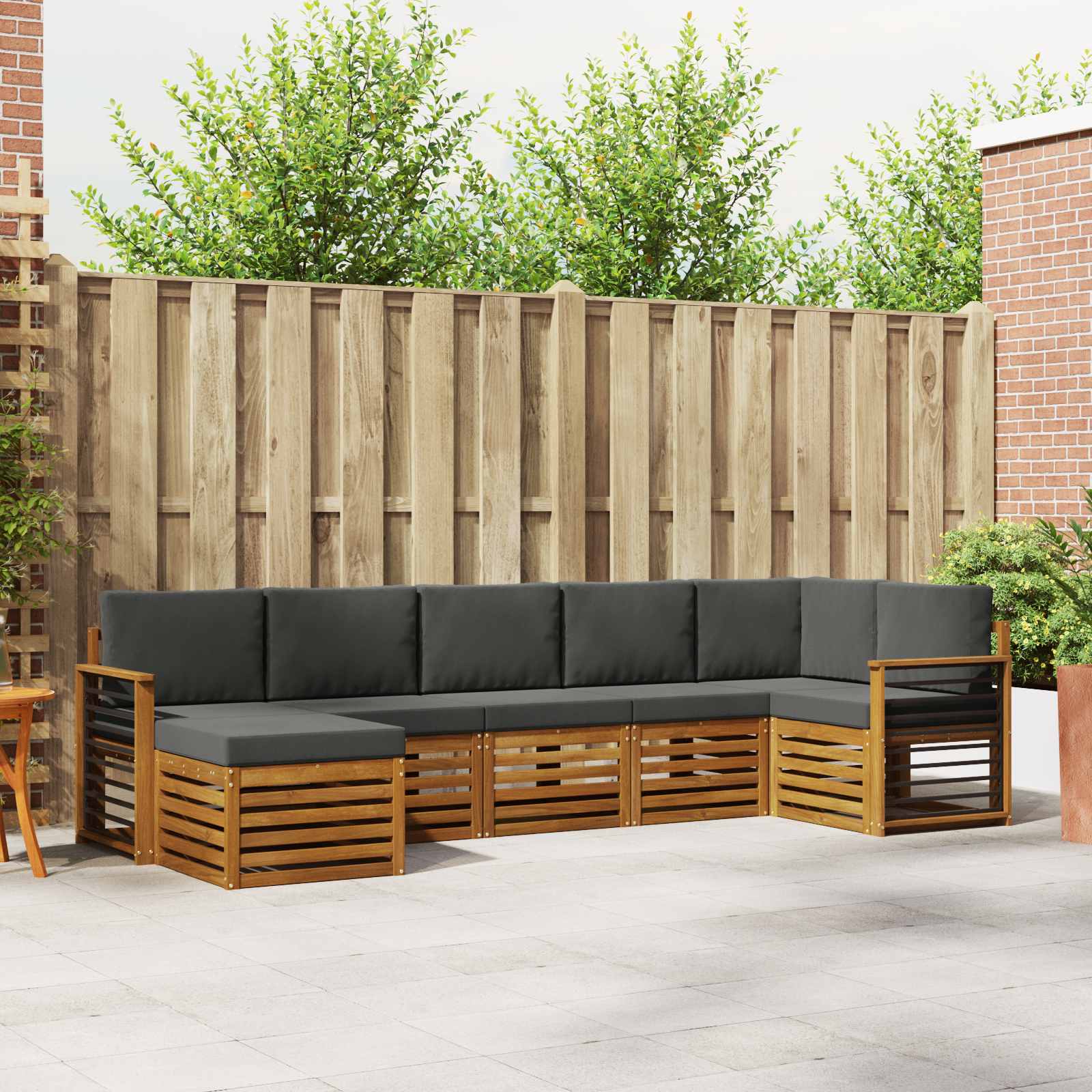 Ecksofa Set mit Kissen 7 pcs Natur und Anthrazit