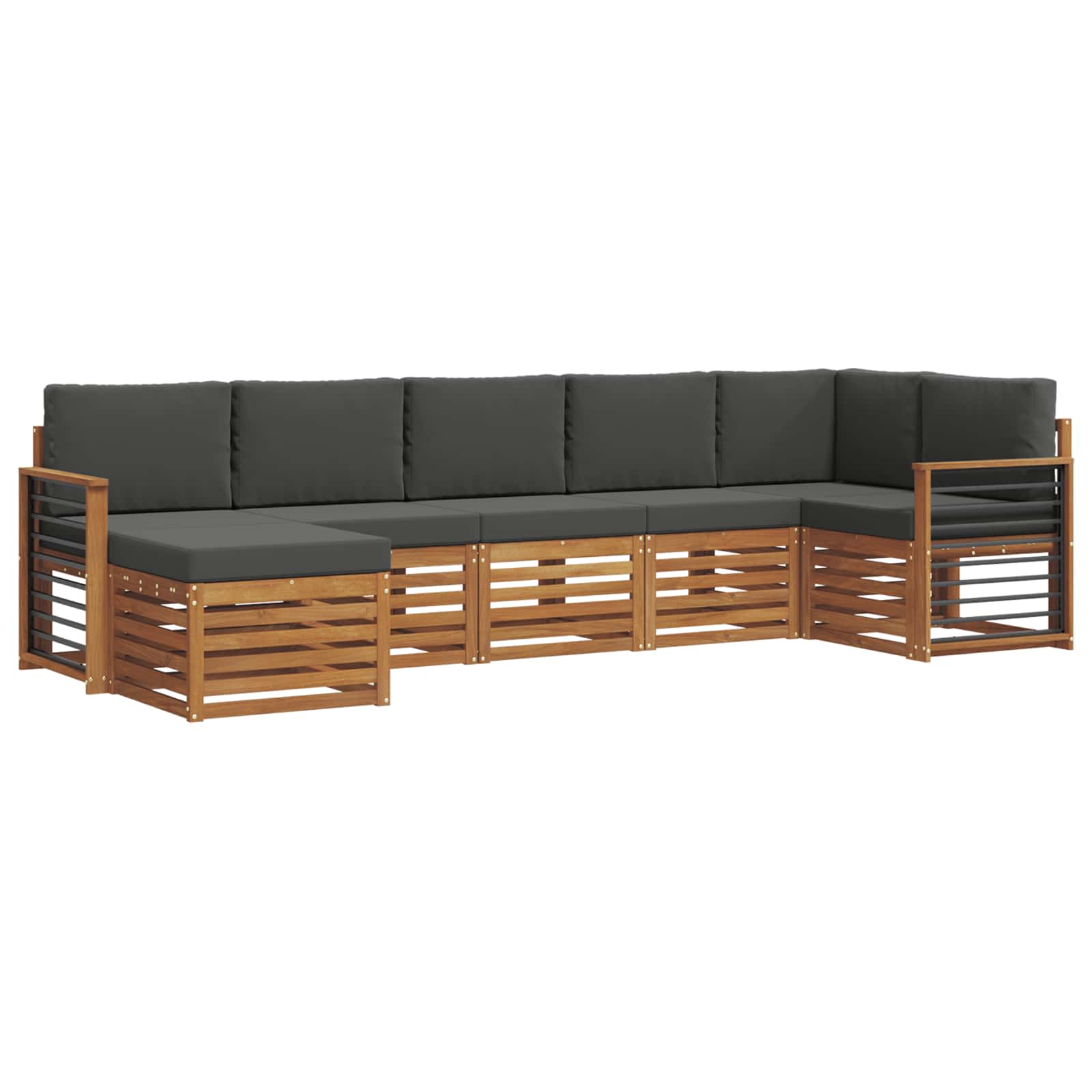 Ecksofa Set mit Kissen 7 pcs Natur und Anthrazit