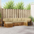 Ecksofa Set mit Kissen 7 pcs Natur und Beige Massivholz Akazie