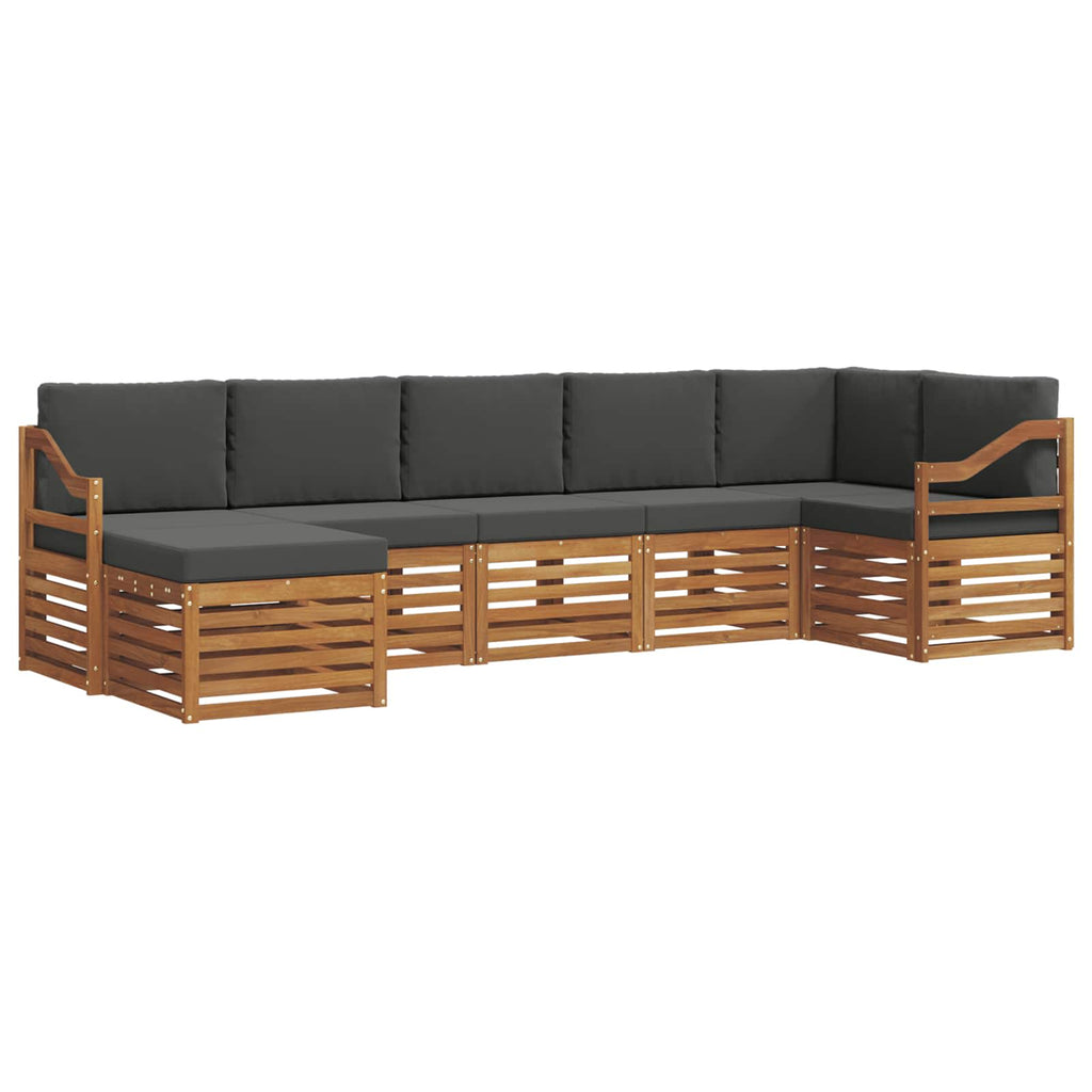 Ecksofa Set 7 pcs Natur und Anthrazit Massivholz Akazie