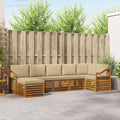 Ecksofa Set mit Kissen 7 pcs Natur und Beige Massivholz Akazie