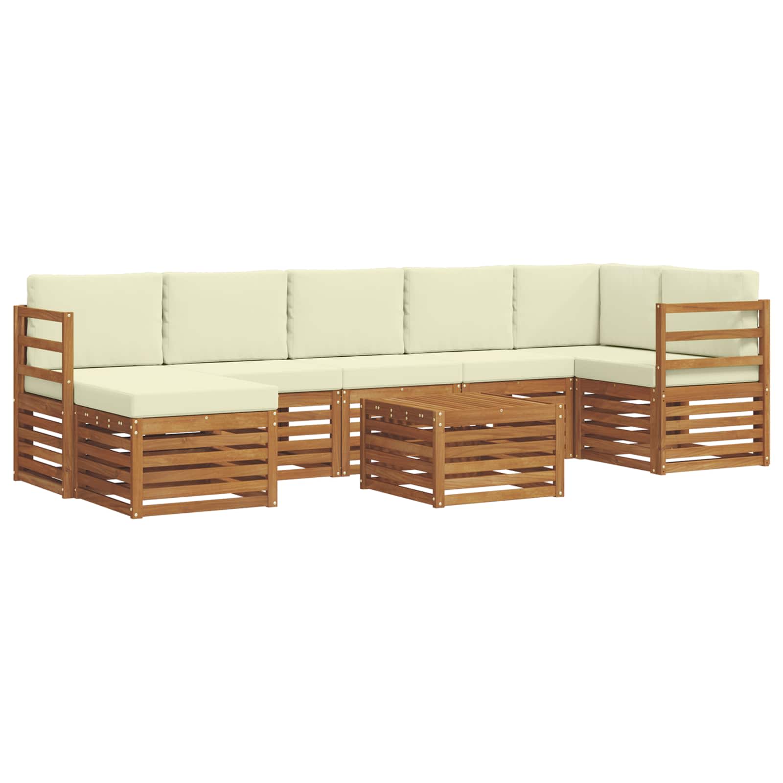 Outdoor-Sofagarnitur 8 pcs Natur und Creme Massivholz Akazie