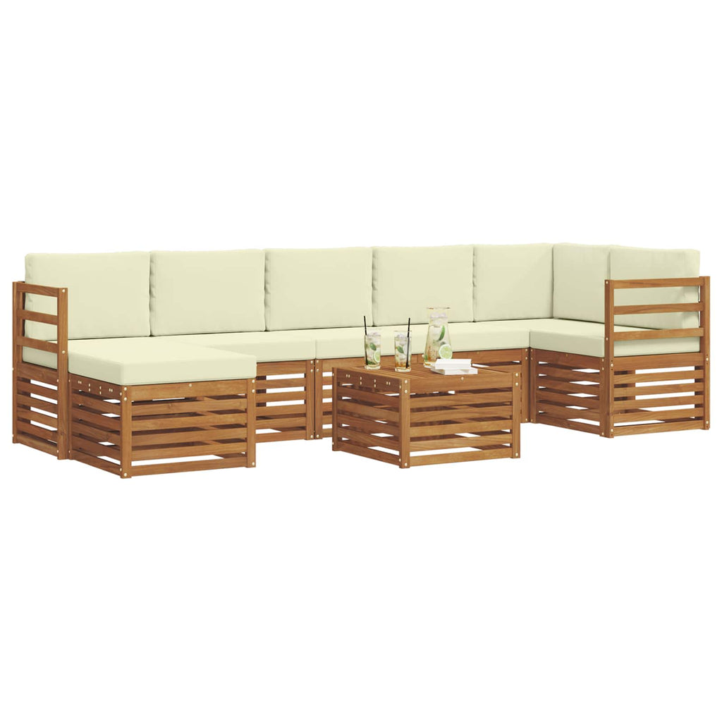 Outdoor-Sofagarnitur 8 pcs Natur und Creme Massivholz Akazie