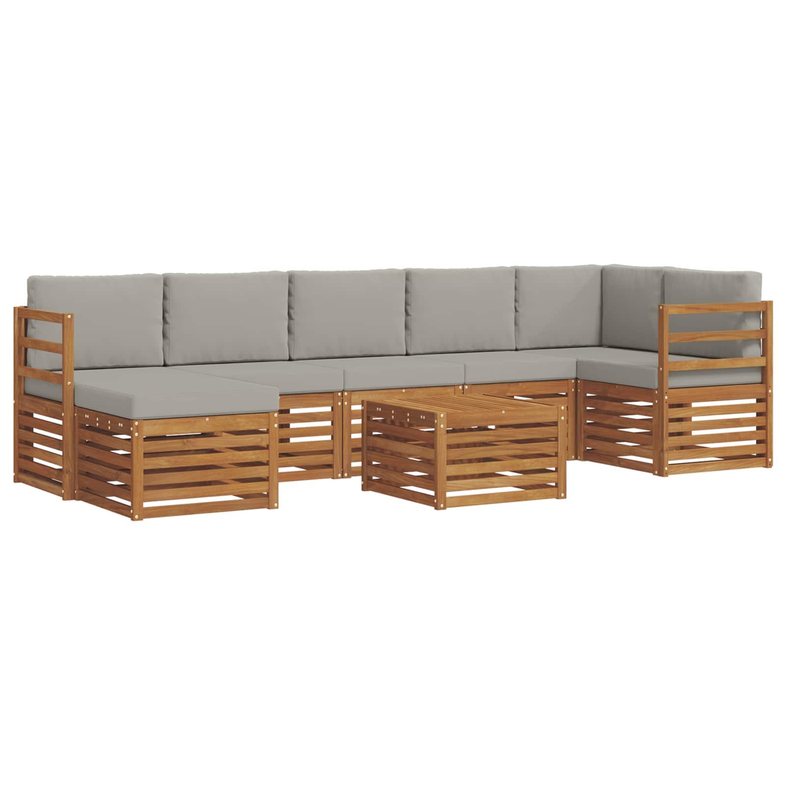 Outdoor-Sofagarnitur mit Kissen 8 pcs Natürlich und Hellgrau