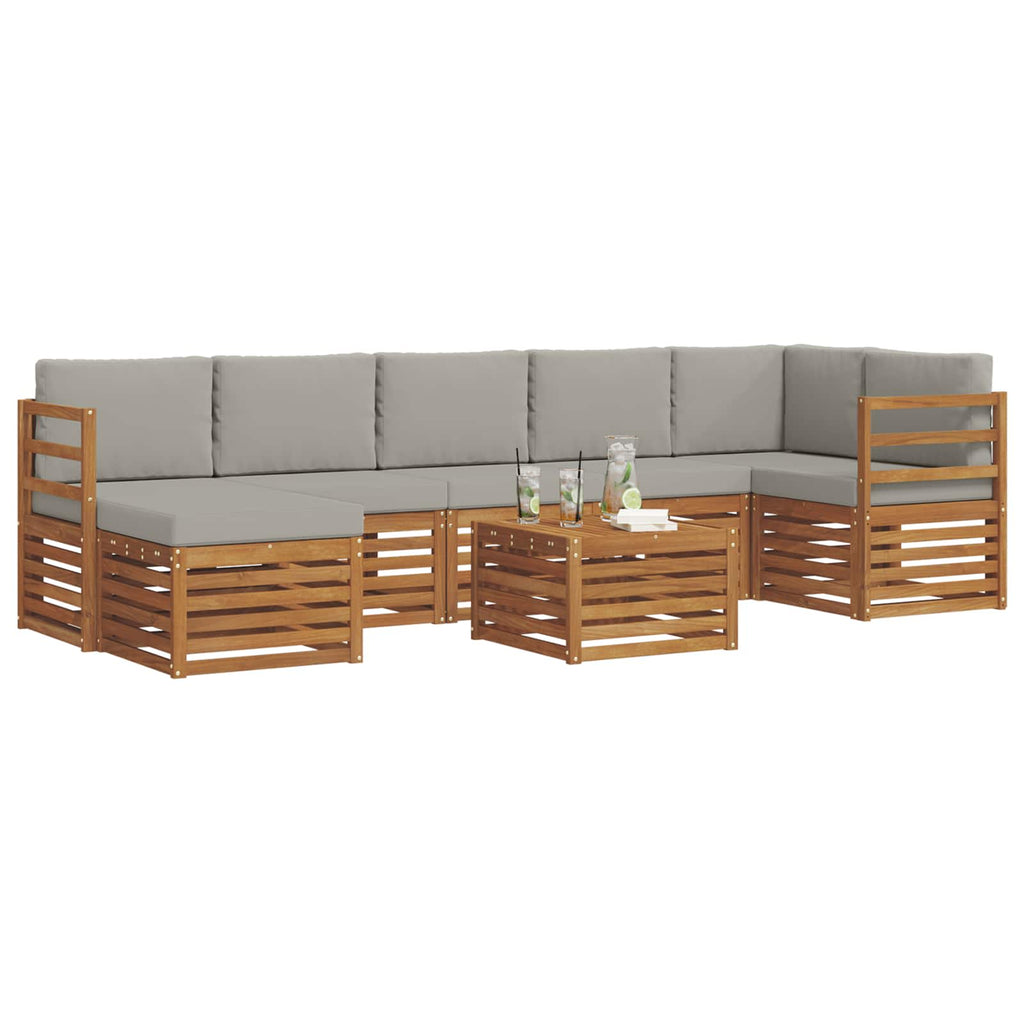 Outdoor-Sofagarnitur mit Kissen 8 pcs Natürlich und Hellgrau