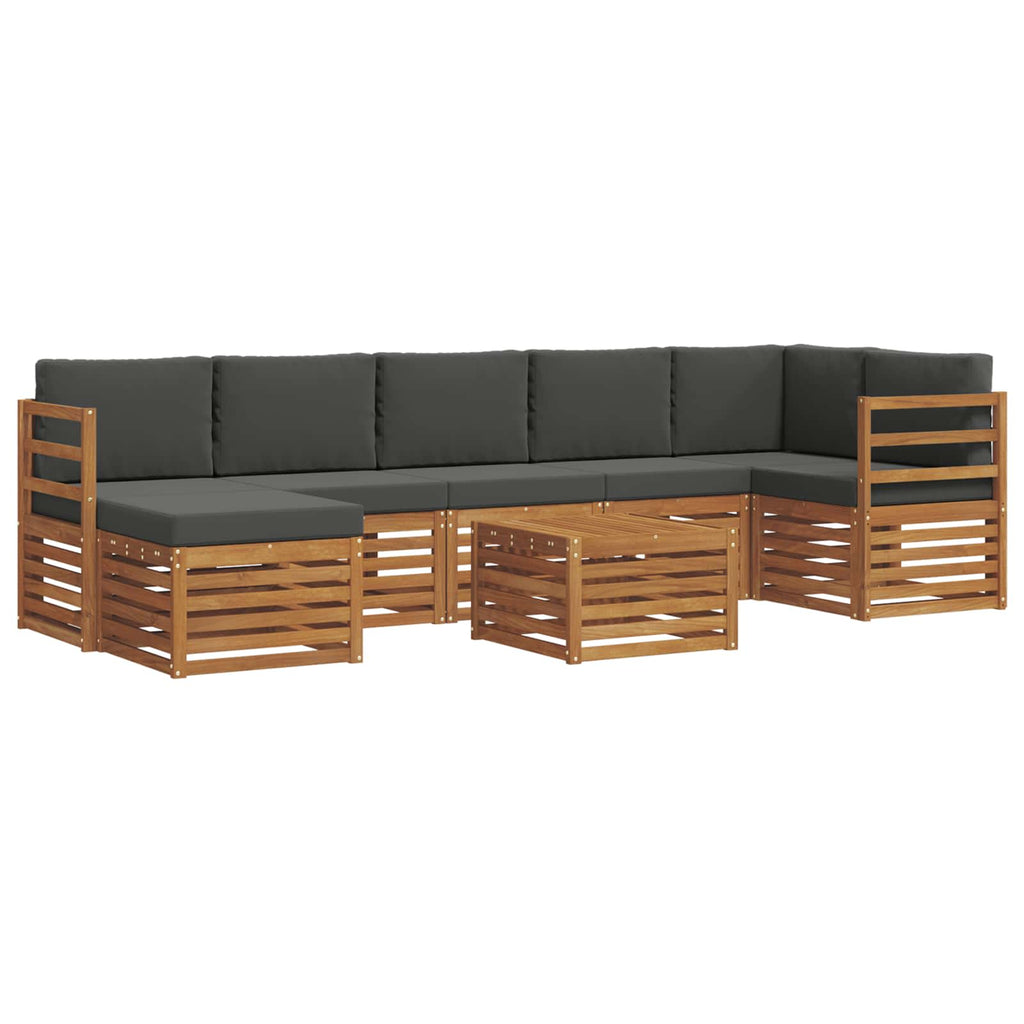 Outdoor-Sofagarnitur mit Kissen 8 pcs Natur und Anthrazit