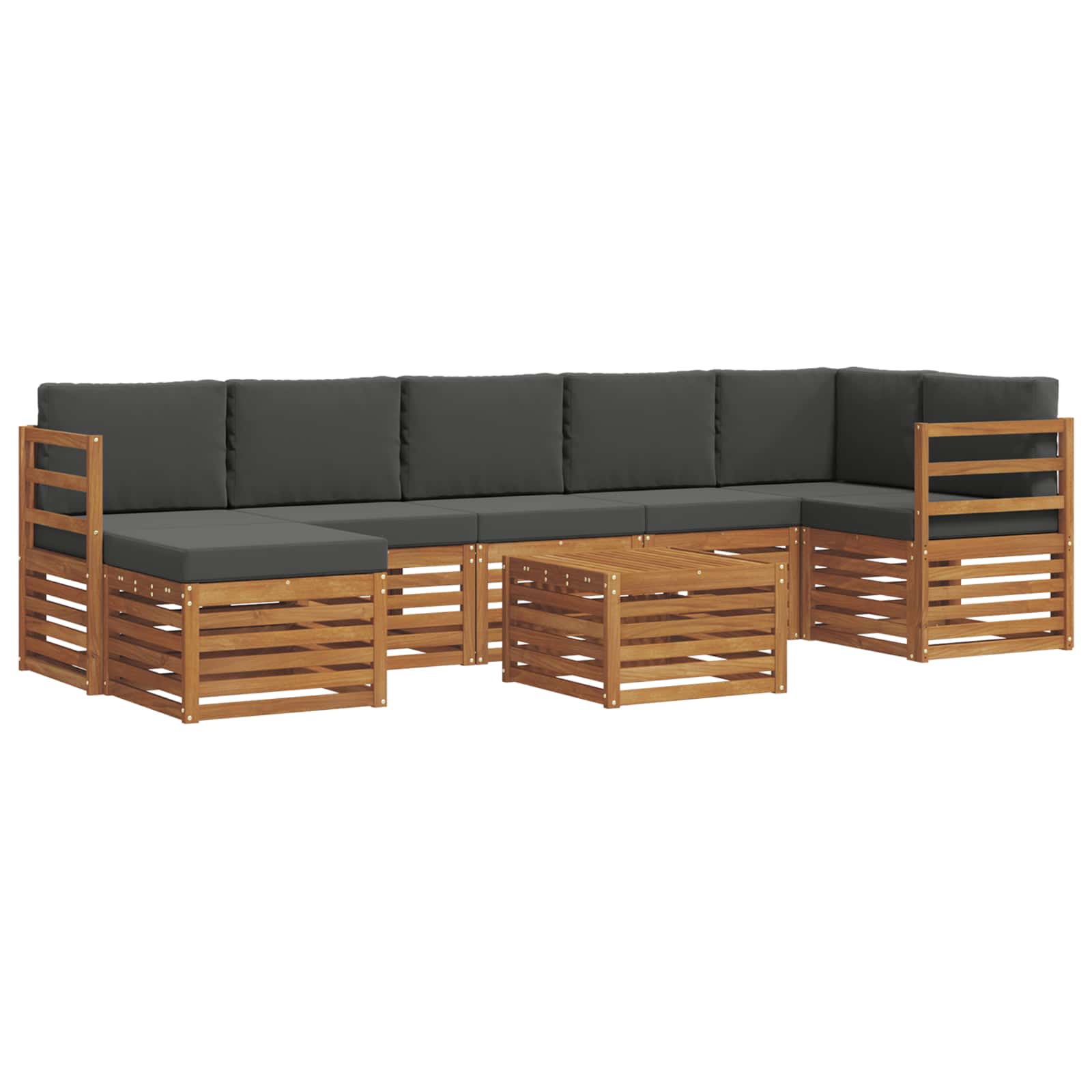 Outdoor-Sofagarnitur mit Kissen 8 pcs Natur und Anthrazit