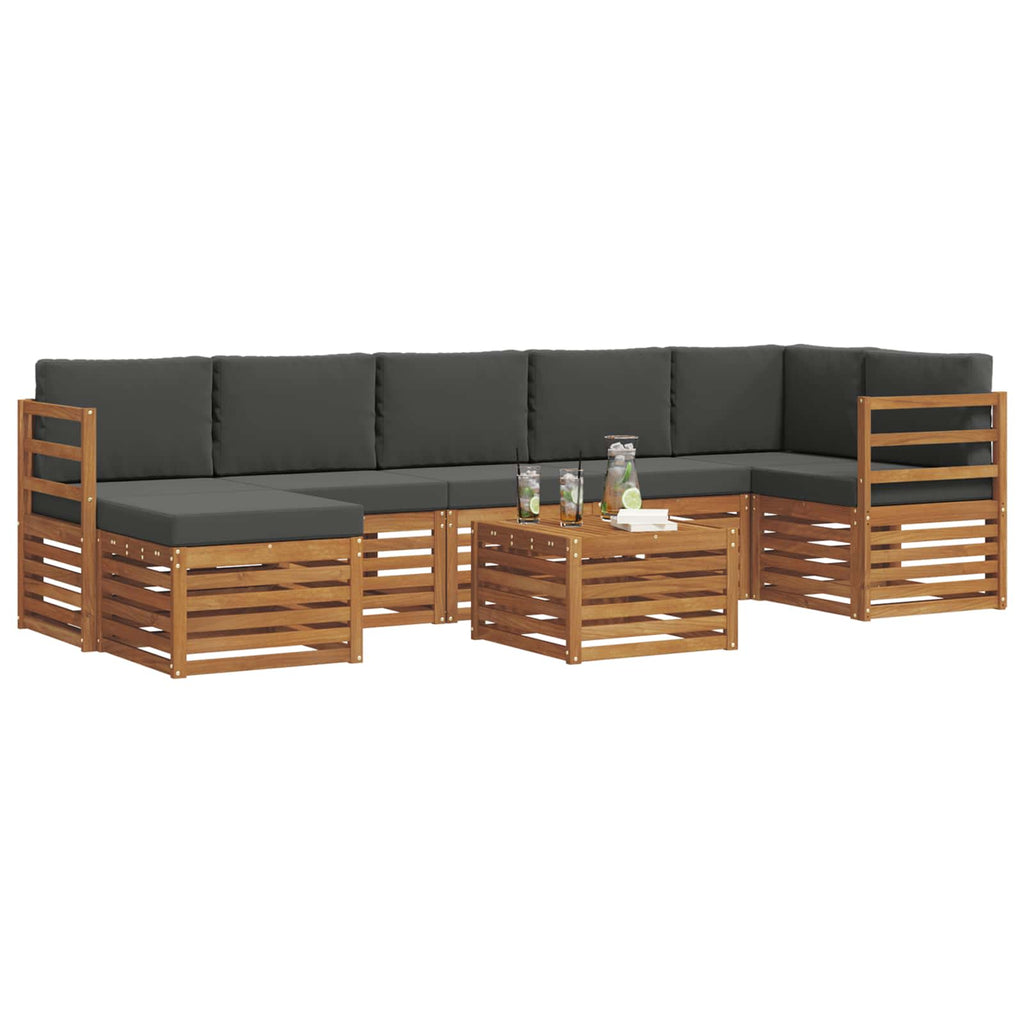 Outdoor-Sofagarnitur mit Kissen 8 pcs Natur und Anthrazit