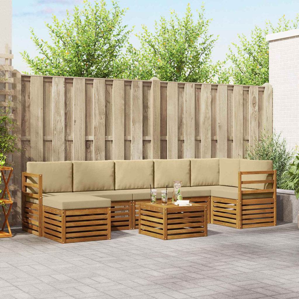 Outdoor-Sofagarnitur 8 pcs Natur und Beige Massivholz Akazie