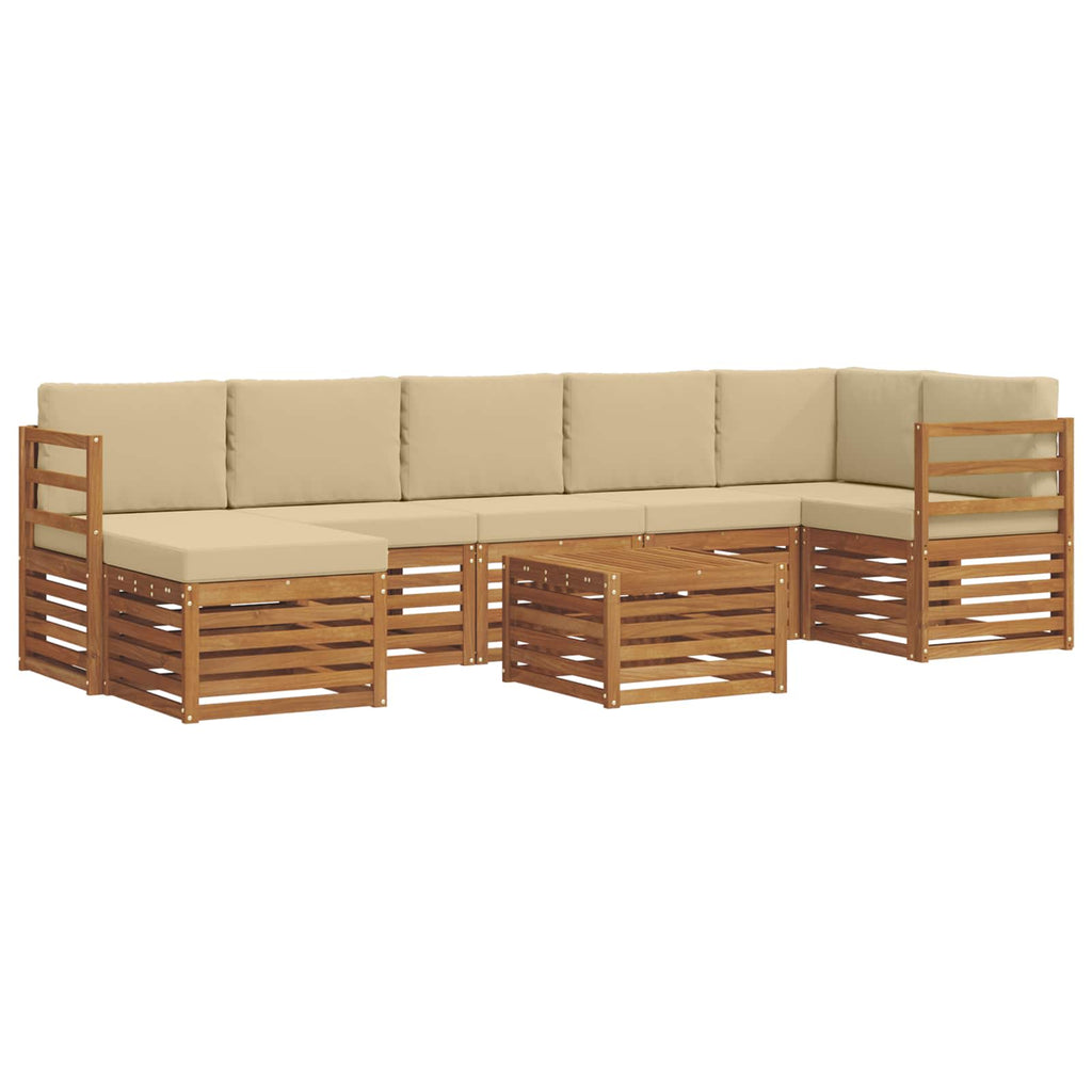 Outdoor-Sofagarnitur 8 pcs Natur und Beige Massivholz Akazie