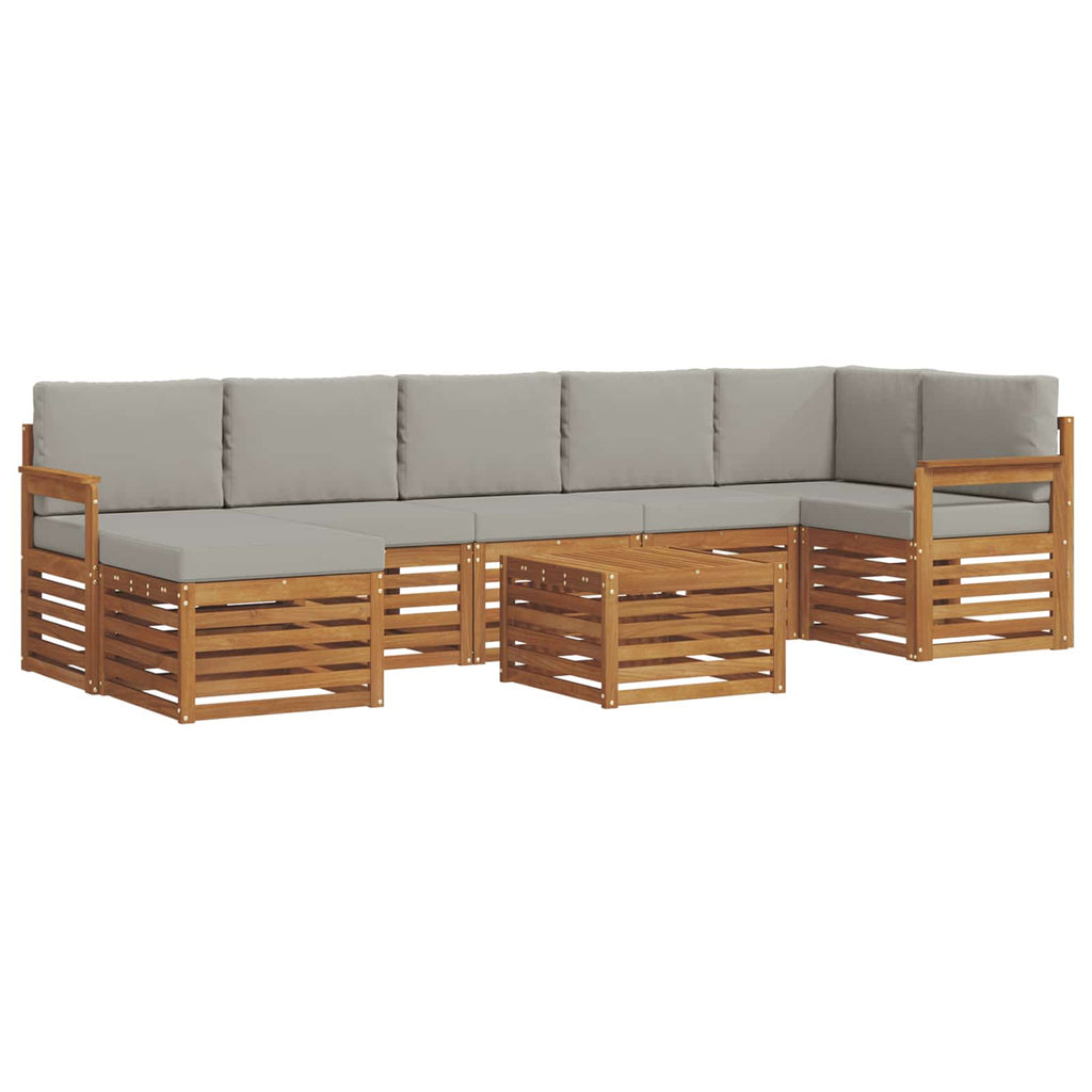Outdoor-Sofagarnitur mit Kissen 8 pcs Natürlich und Hellgrau