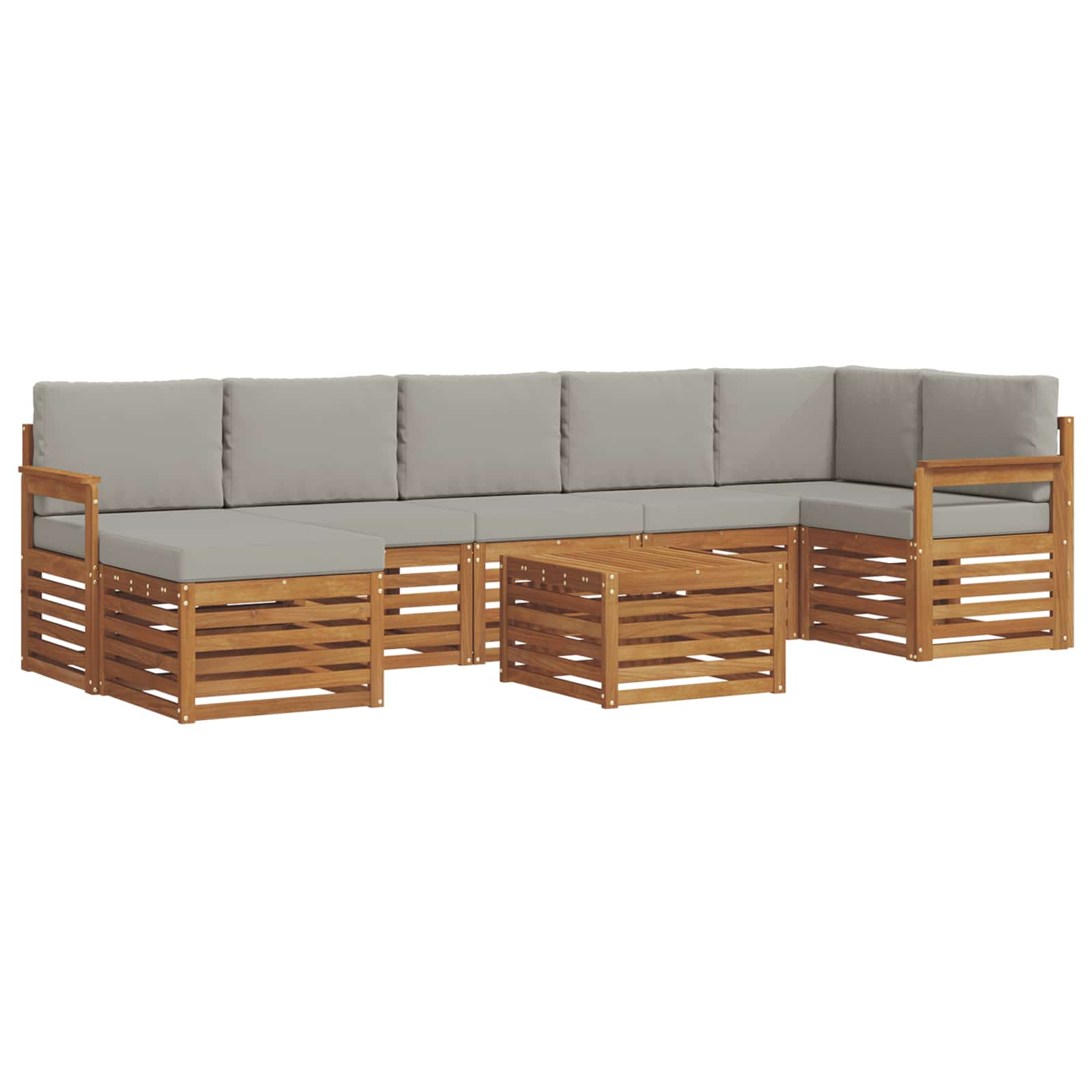 Outdoor-Sofagarnitur mit Kissen 8 pcs Natürlich und Hellgrau