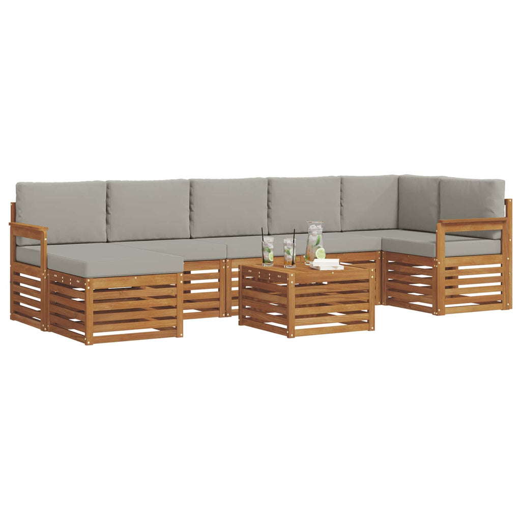 Outdoor-Sofagarnitur mit Kissen 8 pcs Natürlich und Hellgrau