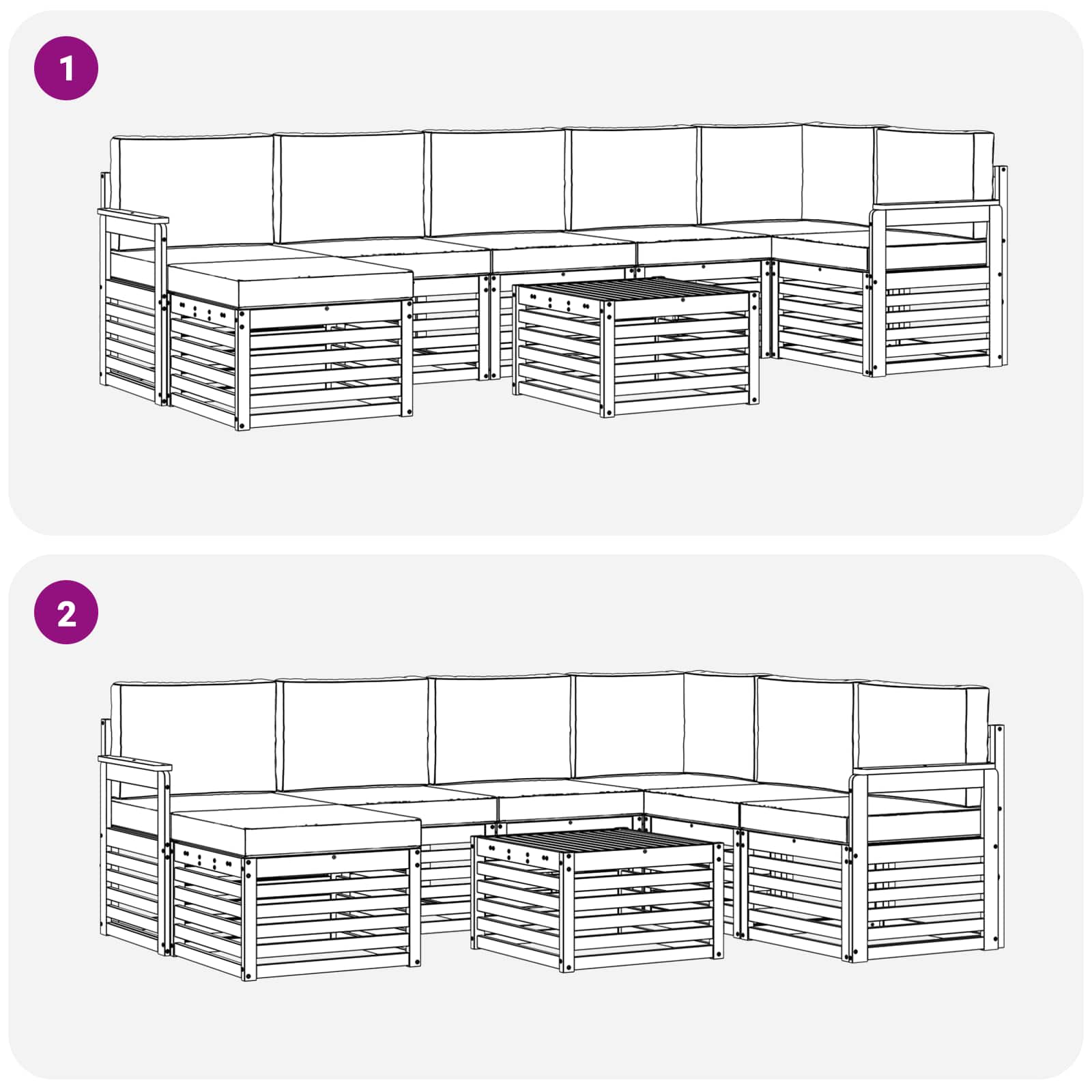 Outdoor-Sofagarnitur mit Kissen 8 pcs Natur und Anthrazit