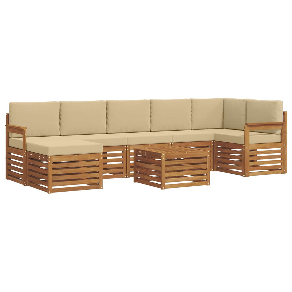 Outdoor-Sofagarnitur 8 pcs Natur und Beige Massivholz Akazie