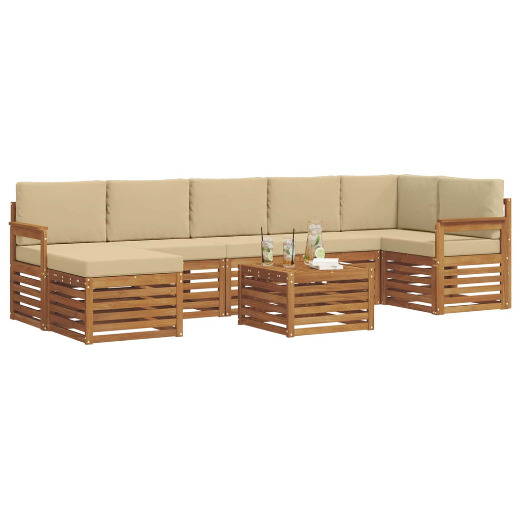 Outdoor-Sofagarnitur 8 pcs Natur und Beige Massivholz Akazie