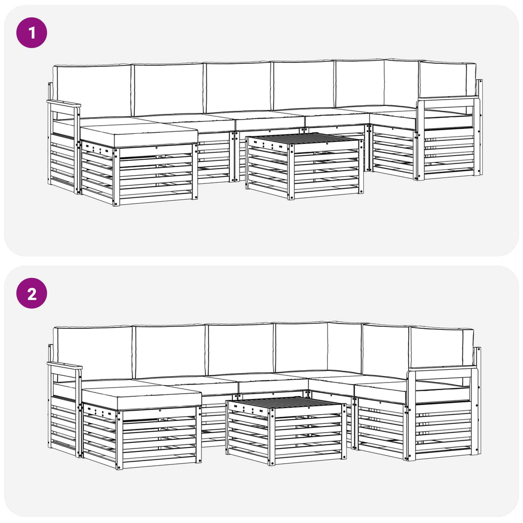 Outdoor-Sofagarnitur 8 pcs Natur und Beige Massivholz Akazie