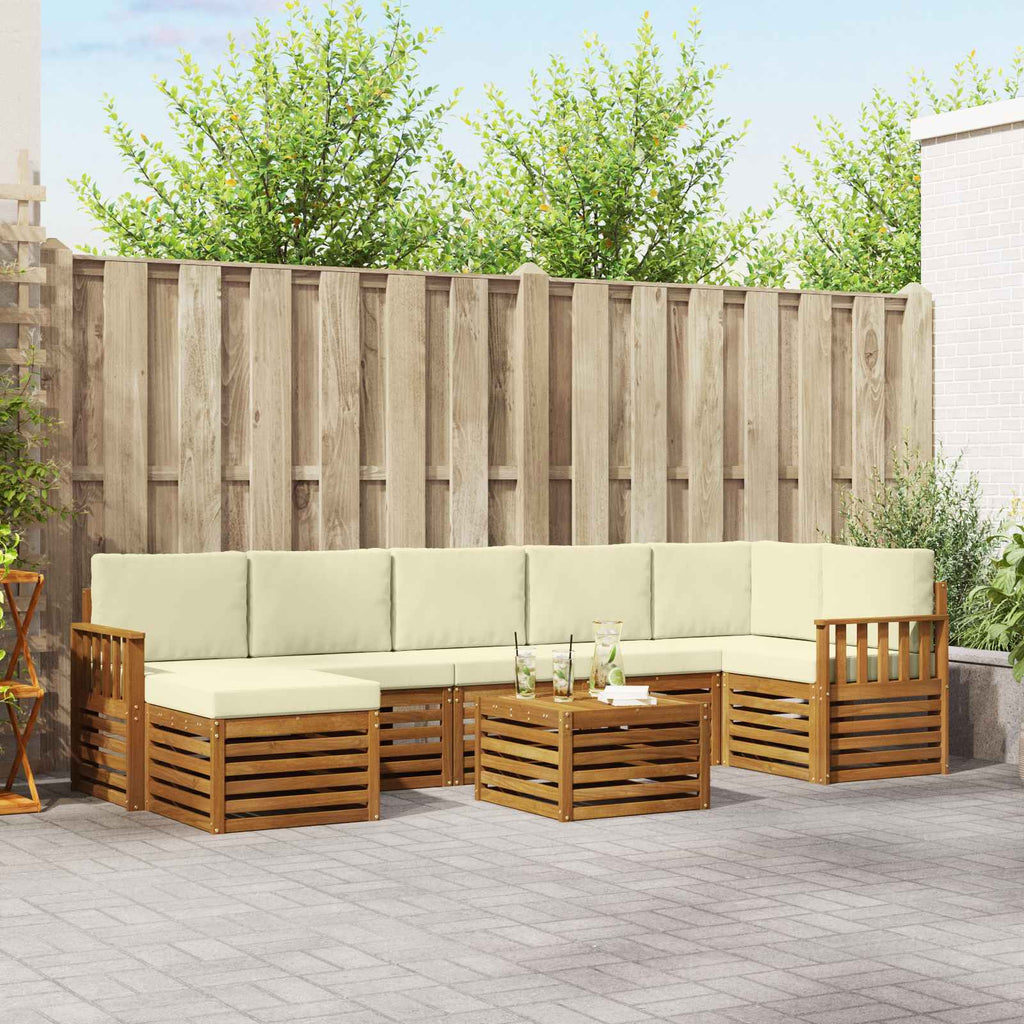 Outdoor-Sofagarnitur 8 pcs Natur und Creme Massivholz Akazie