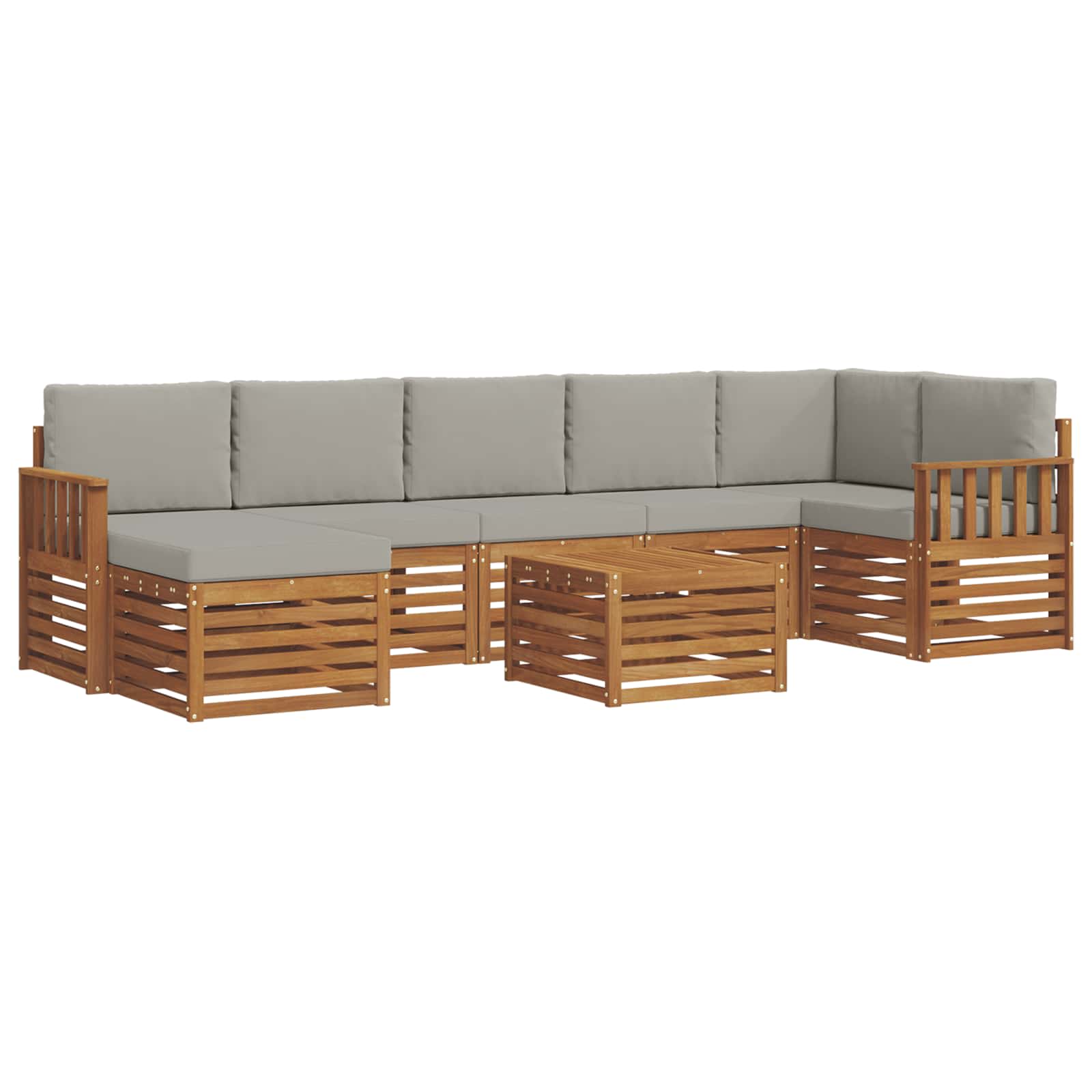 Outdoor-Sofagarnitur mit Kissen 8 pcs Natürlich und Hellgrau