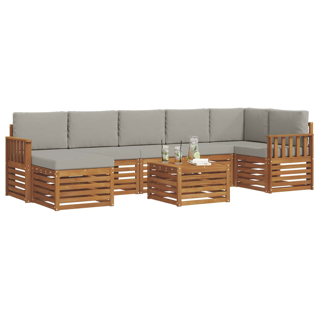 Outdoor-Sofagarnitur mit Kissen 8 pcs Natürlich und Hellgrau