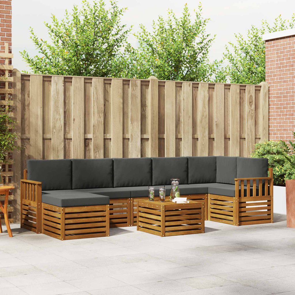Outdoor-Sofagarnitur mit Kissen 8 pcs Natur und Anthrazit