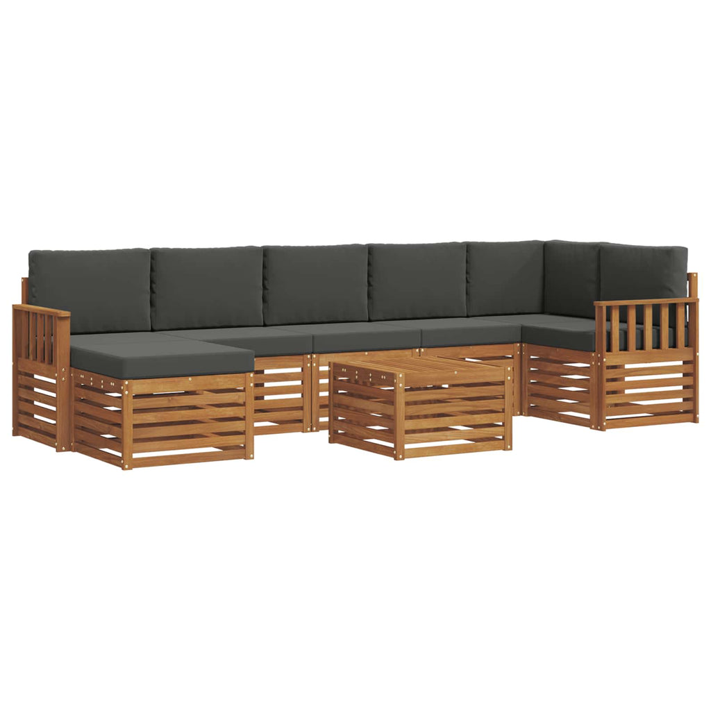 Outdoor-Sofagarnitur mit Kissen 8 pcs Natur und Anthrazit