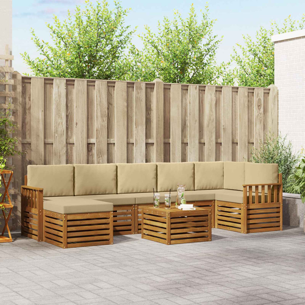 Outdoor-Sofagarnitur 8 pcs Natur und Beige Massivholz Akazie