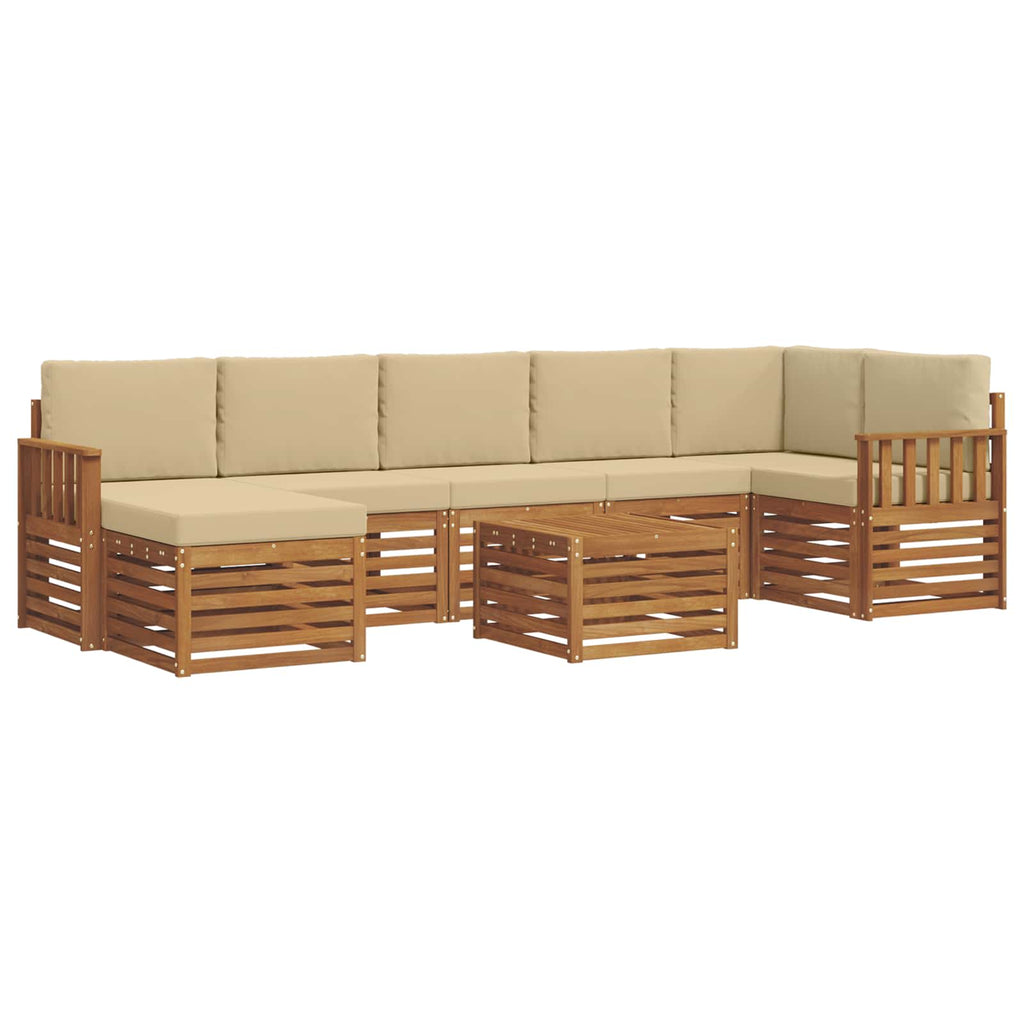 Outdoor-Sofagarnitur 8 pcs Natur und Beige Massivholz Akazie