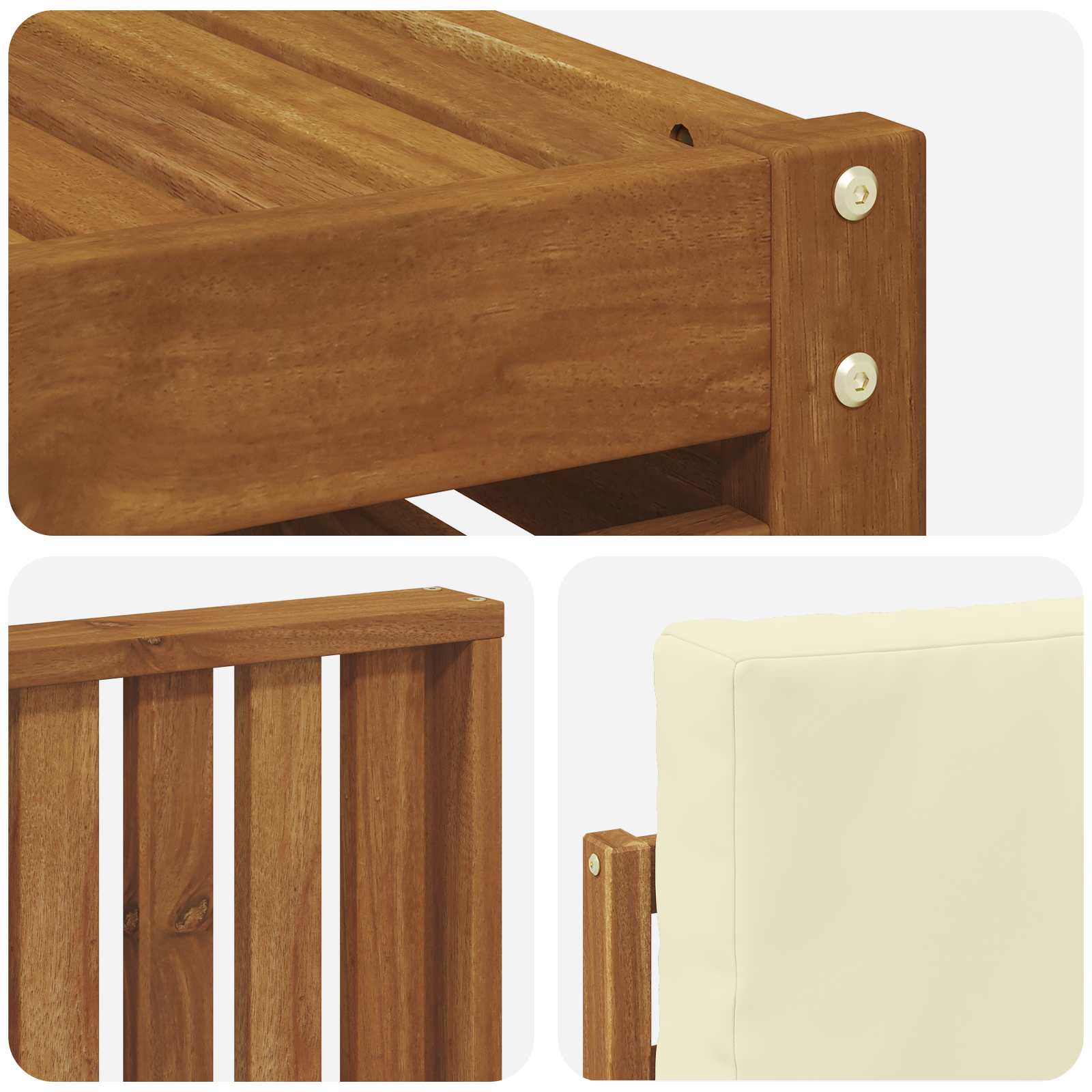 Outdoor-Sofagarnitur 8 pcs Natur und Creme Massivholz Akazie