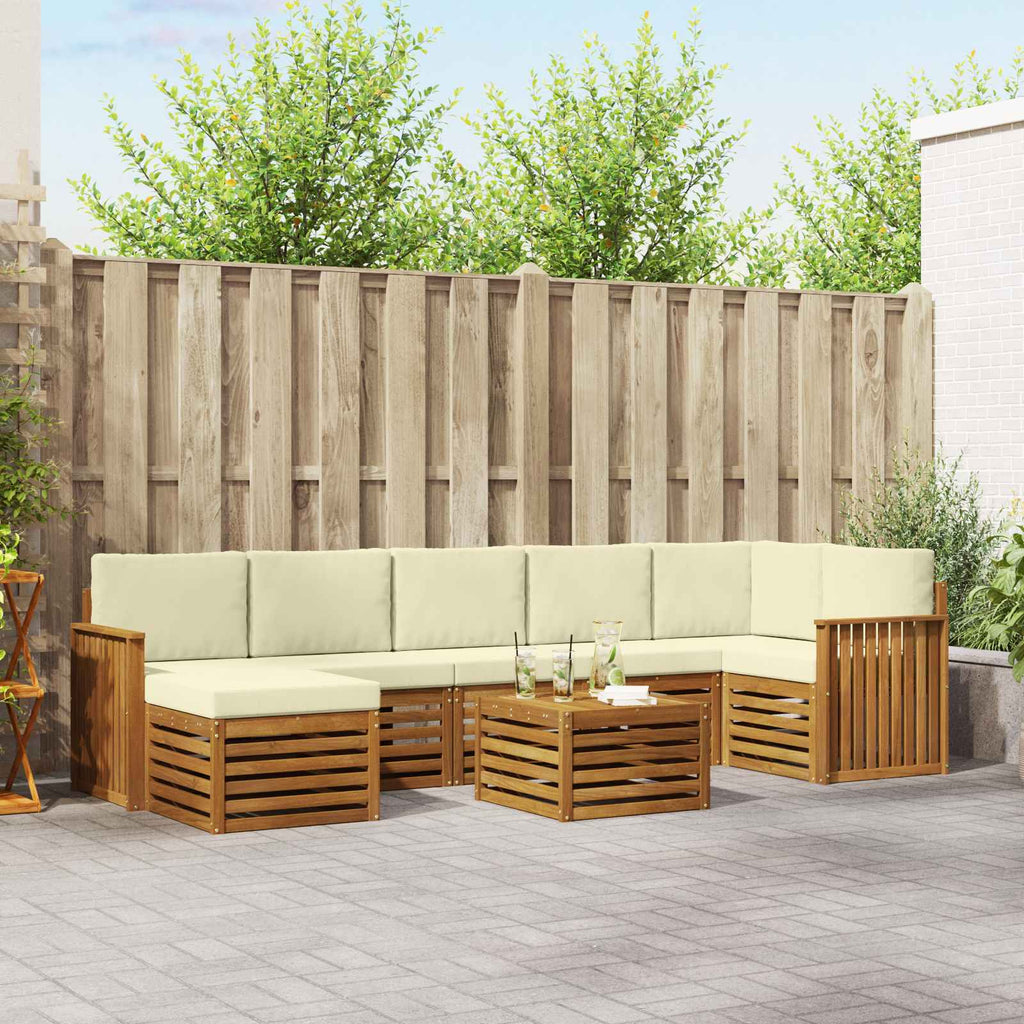 Outdoor-Sofagarnitur 8 pcs Natur und Creme Massivholz Akazie