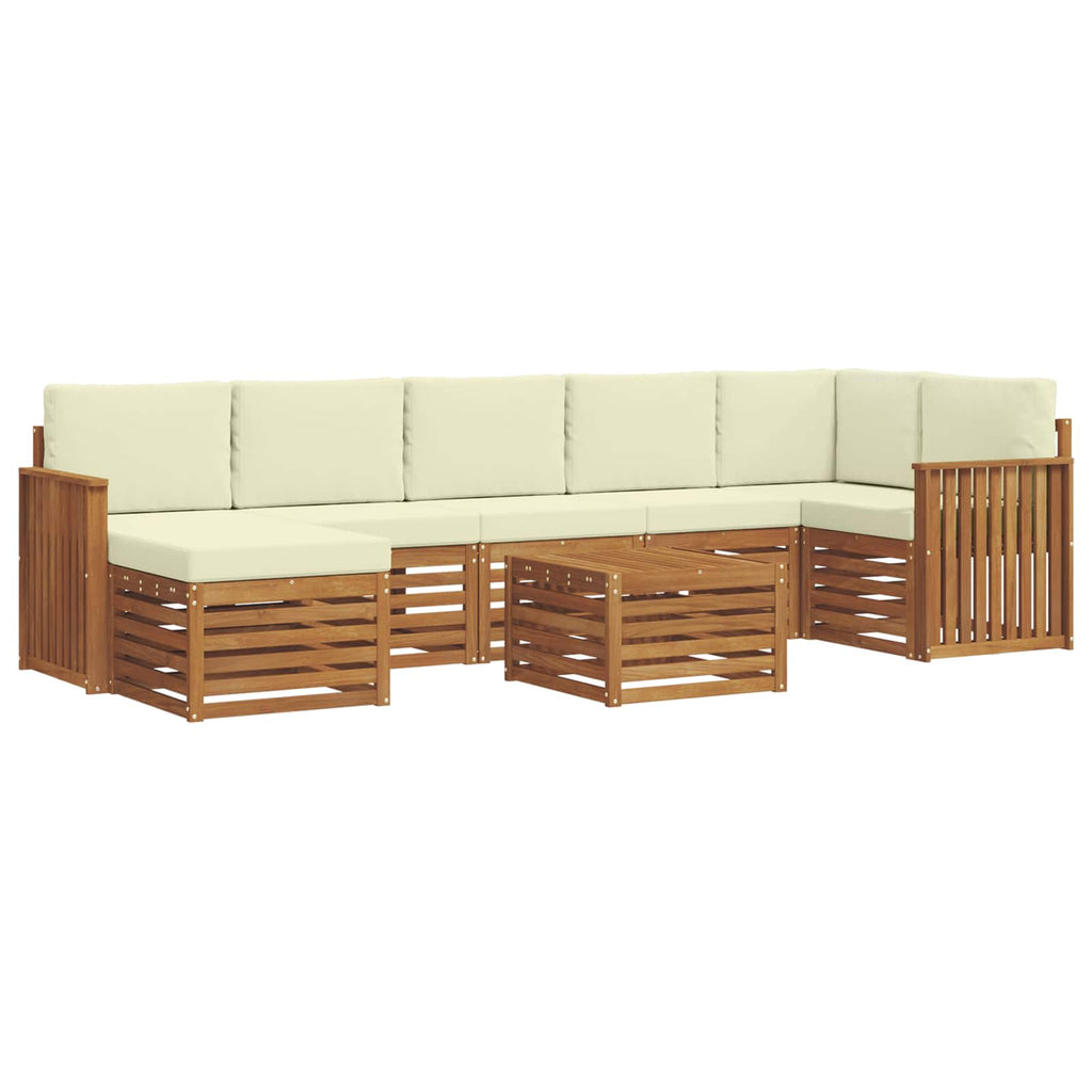 Outdoor-Sofagarnitur 8 pcs Natur und Creme Massivholz Akazie
