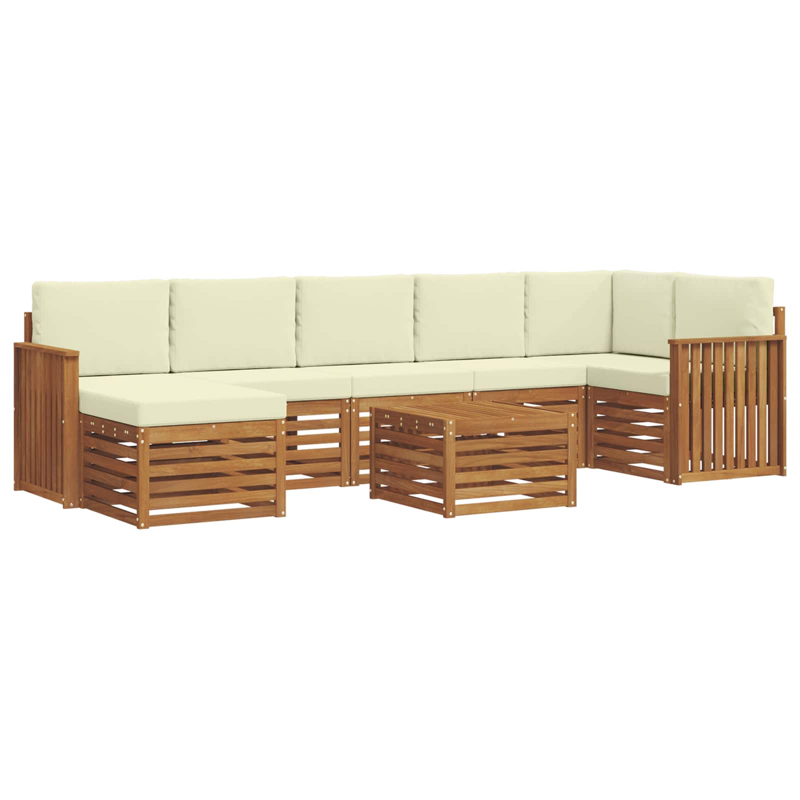 Outdoor-Sofagarnitur 8 pcs Natur und Creme Massivholz Akazie