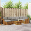 Outdoor-Sofagarnitur mit Kissen 8 pcs Natürlich und Hellgrau