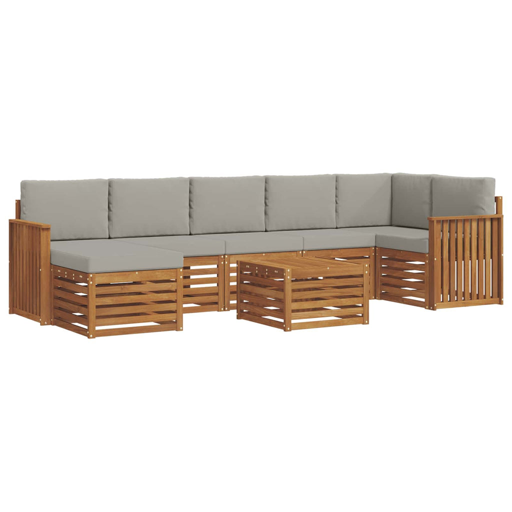 Outdoor-Sofagarnitur mit Kissen 8 pcs Natürlich und Hellgrau