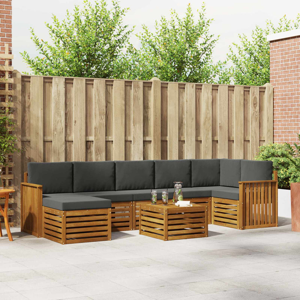 Outdoor-Sofagarnitur mit Kissen 8 pcs Natur und Anthrazit