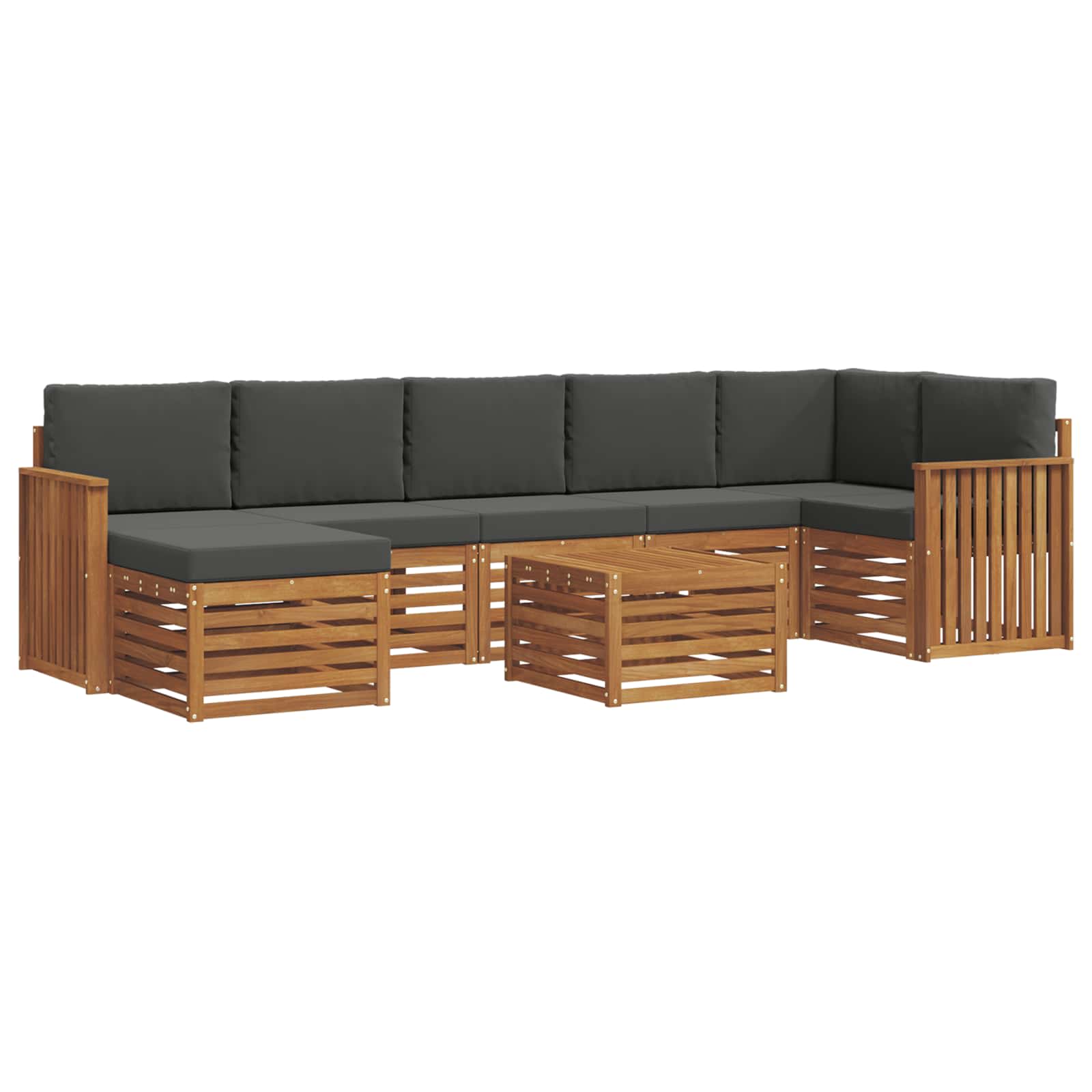 Outdoor-Sofagarnitur mit Kissen 8 pcs Natur und Anthrazit