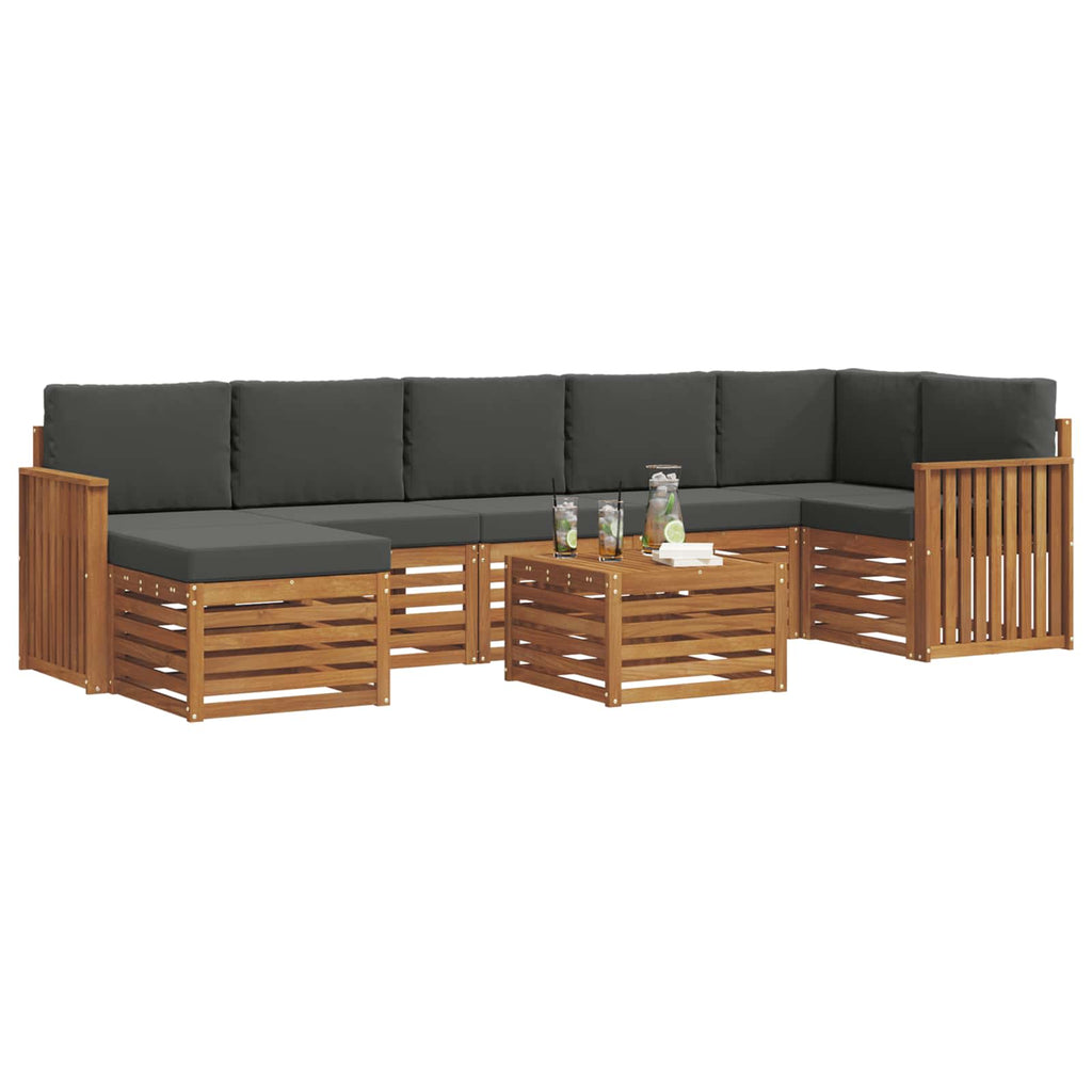 Outdoor-Sofagarnitur mit Kissen 8 pcs Natur und Anthrazit