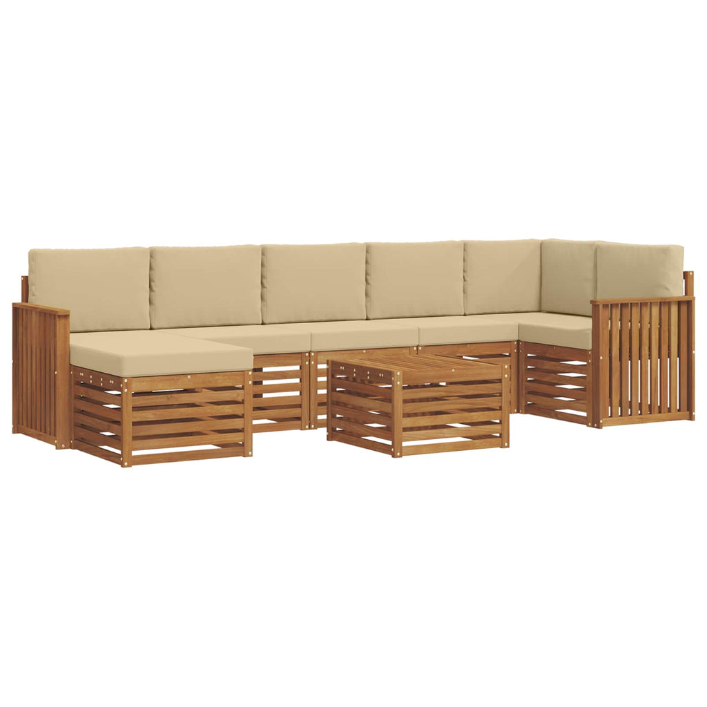 Outdoor-Sofagarnitur 8 pcs Natur und Beige Massivholz Akazie