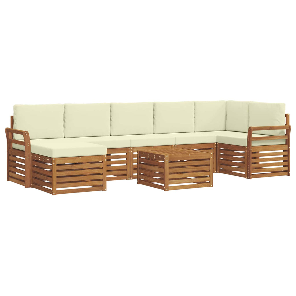 Outdoor-Sofagarnitur 8 pcs Natur und Creme Massivholz Akazie