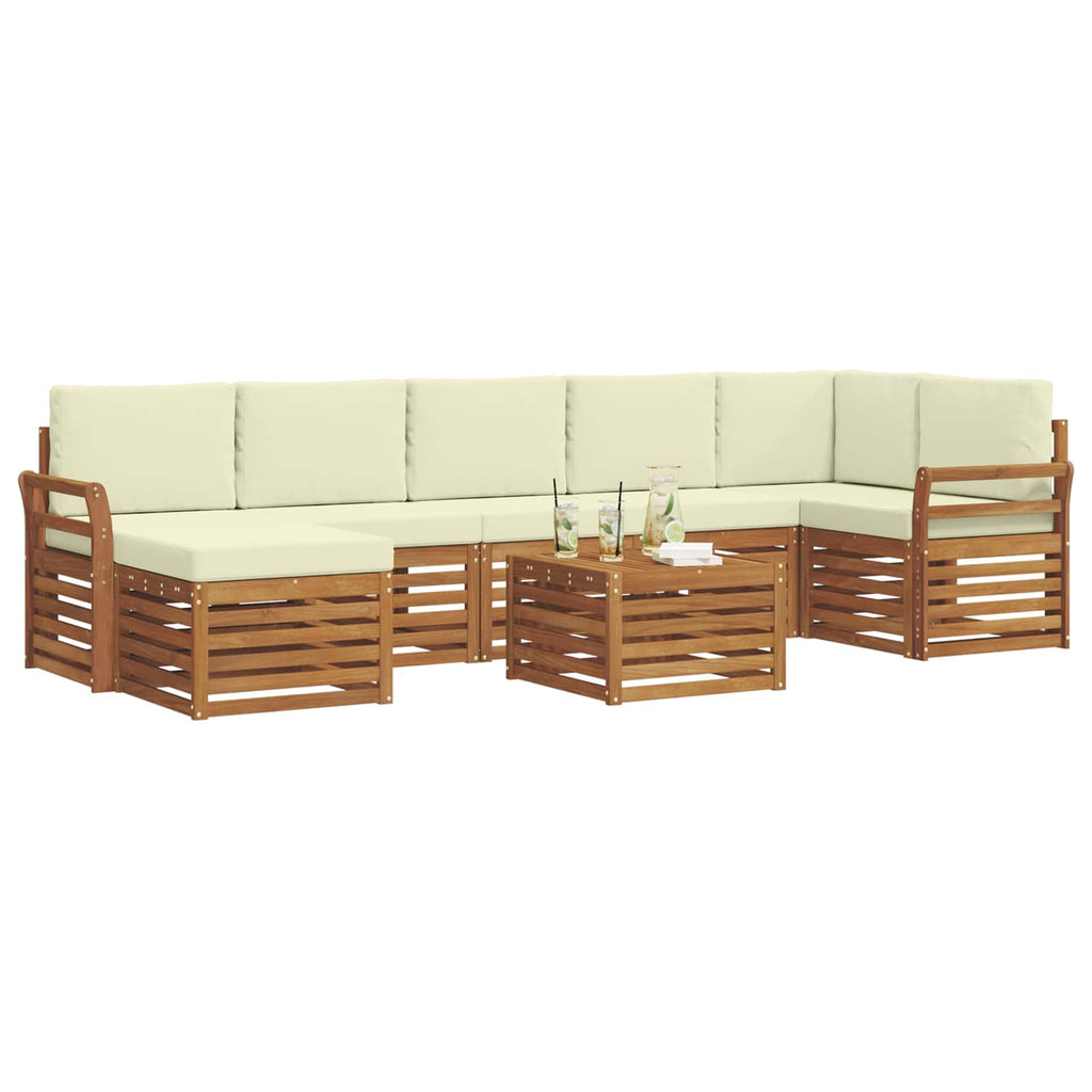Outdoor-Sofagarnitur 8 pcs Natur und Creme Massivholz Akazie